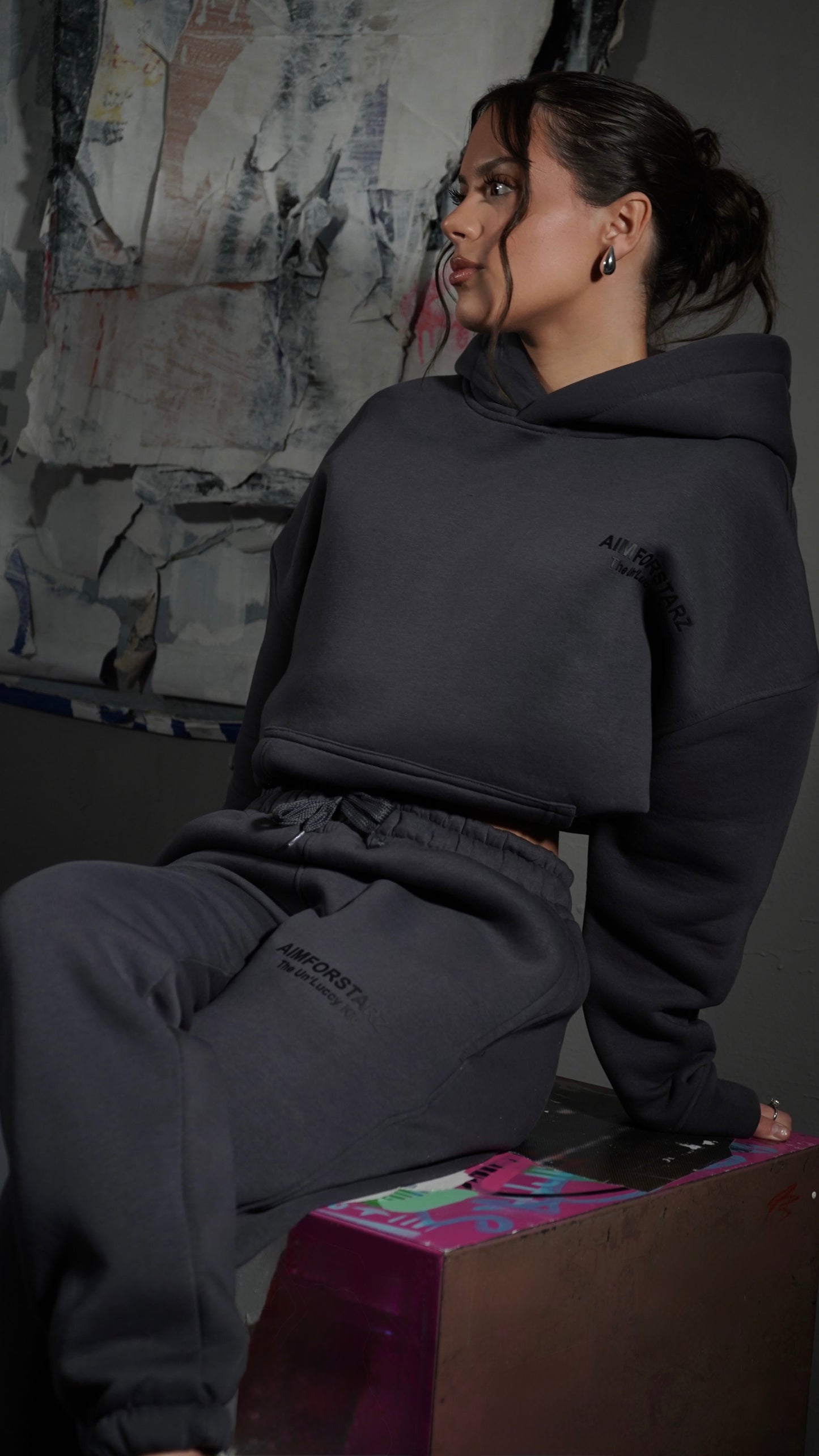 Women Oversize Anthrazit Hoodie