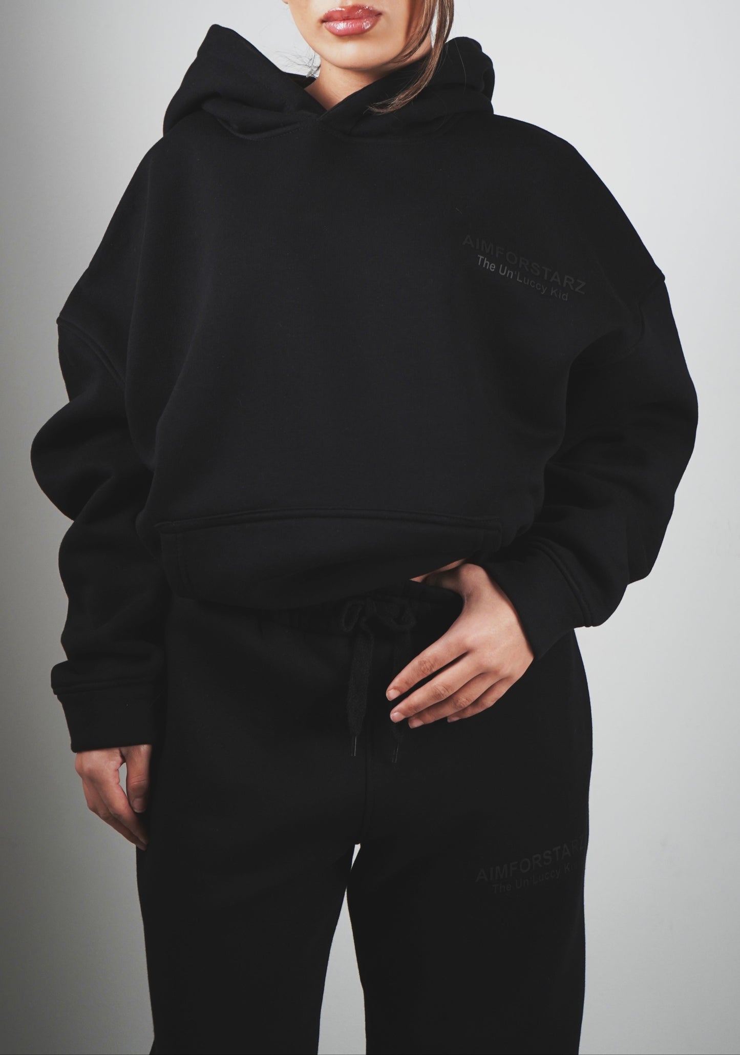 Women Oversize Black on Black Hoodie